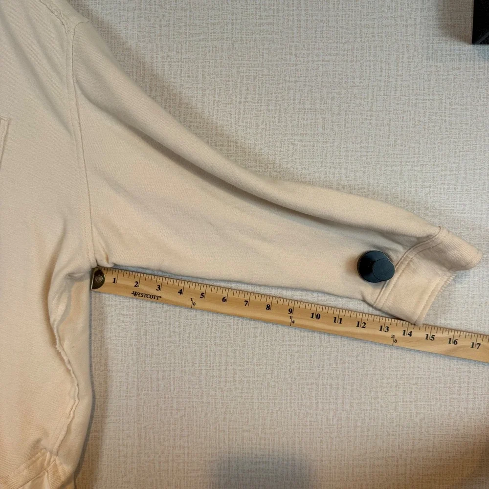 Aerie‎ Women Cream Beige Oversized Fleece Shirt Jacket Shacket Large Long Sleeve
